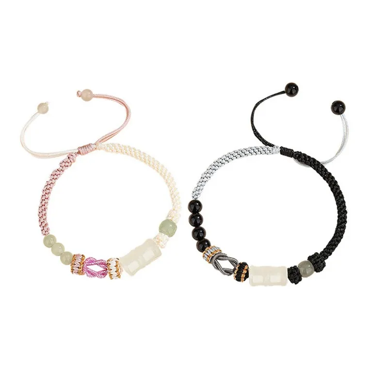 LUXLINE Natural Chalcedony Jade Bracelets Unisex-10