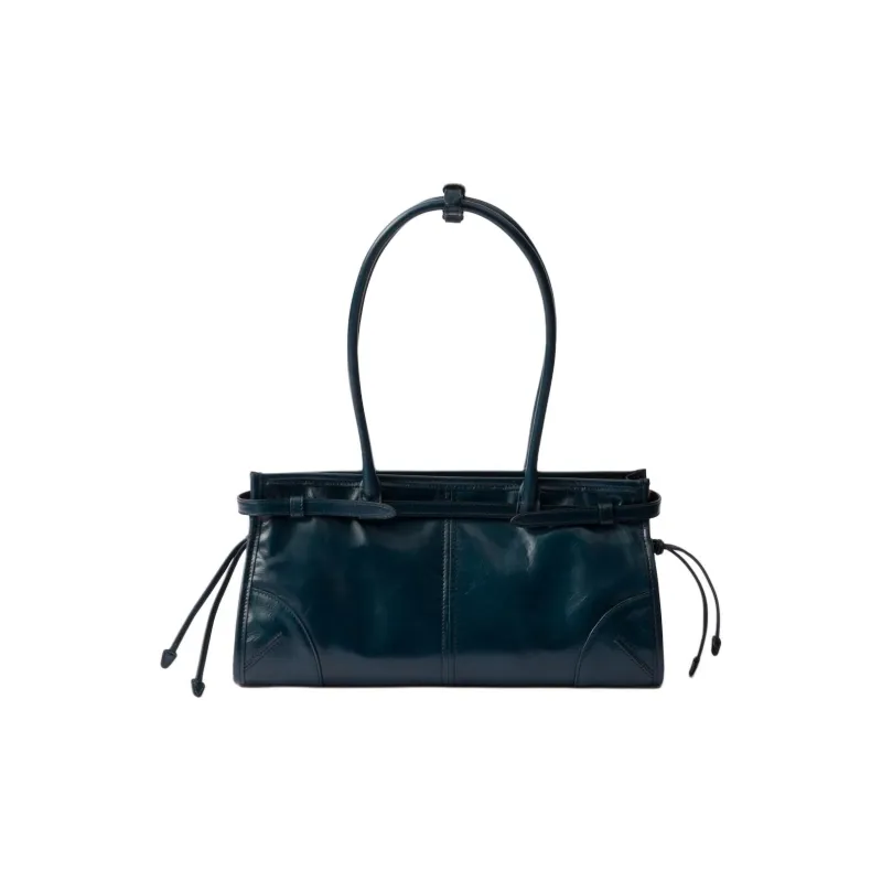 PRADA Leather One Shoulder Handbag Medium Size Women's Denim-3