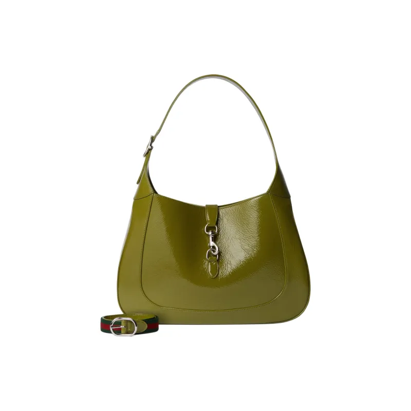 GUCCI Patent Leather Handbag, Shoulder Bag Men's Olive Green-1