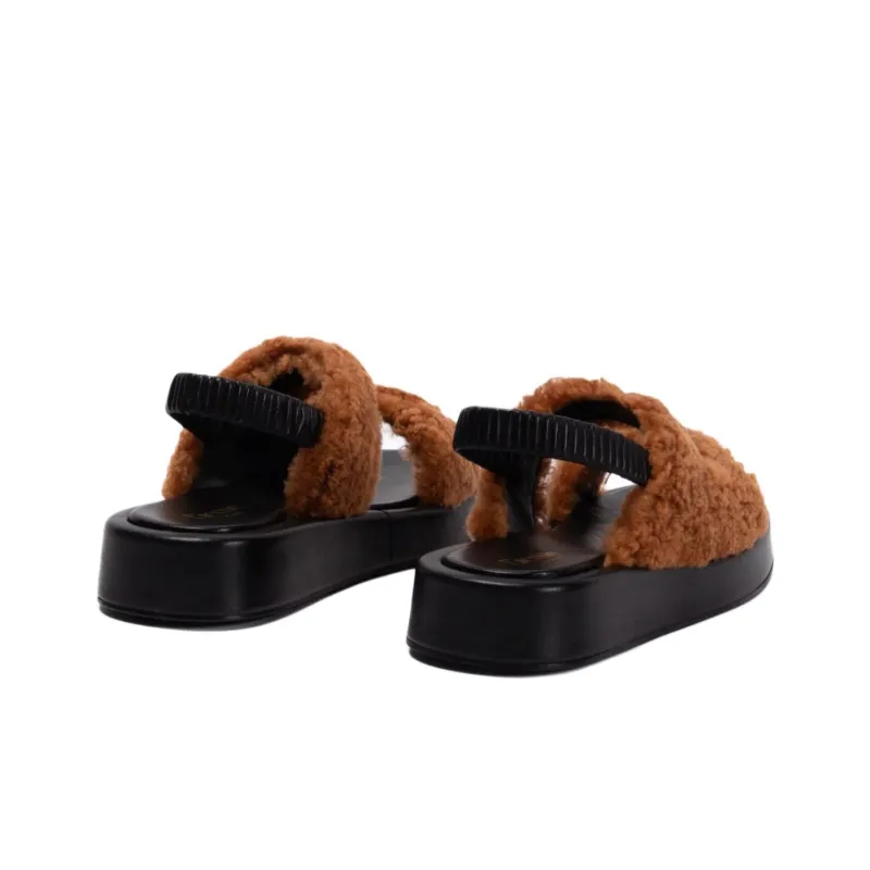 Elleme Gemini One Strap Sandals 3.5cm Women's Brown-4