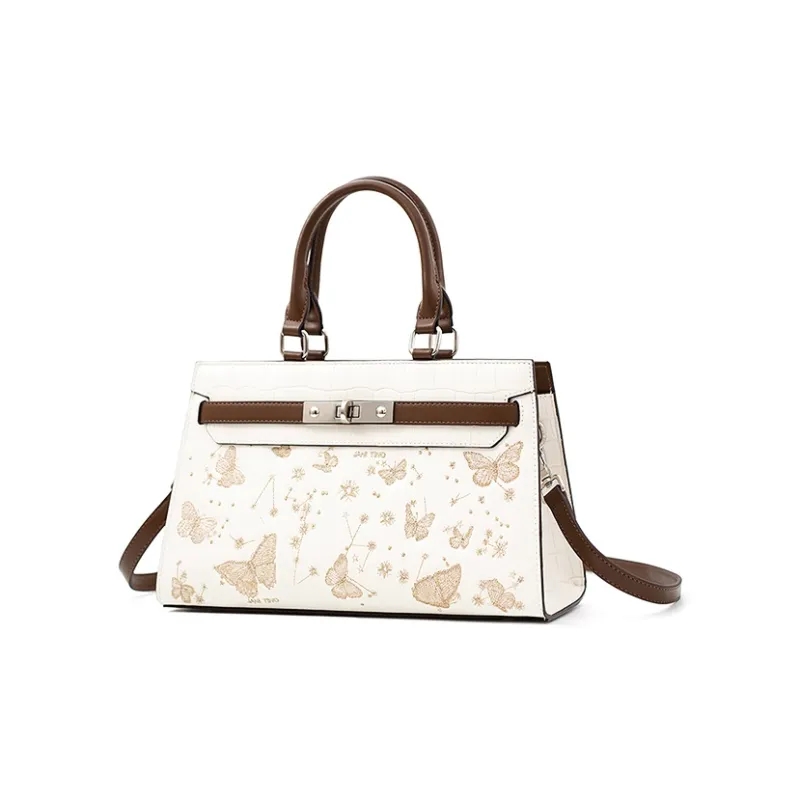 Vigno Synthetic Leather Handbag, One Shoulder, Crossbody Bag Medium Size Women's Ecru-1