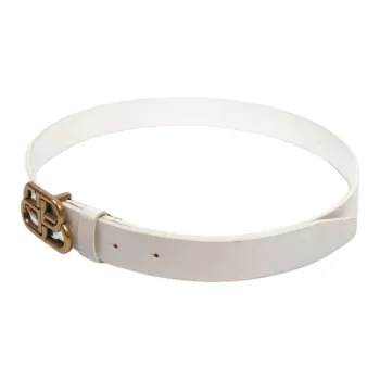 Balenciaga Logo Buckle Smooth Buckle Leather Belts Women's White 2.5CM