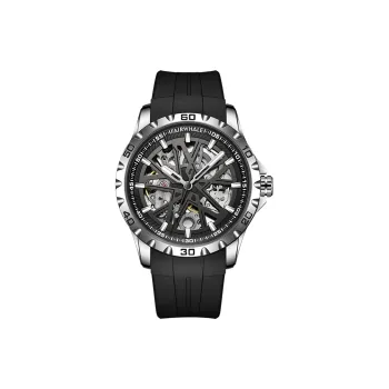 FAIRWHALE Mechanical Movement Silicone Strap Watch Men's Watches Black Dial