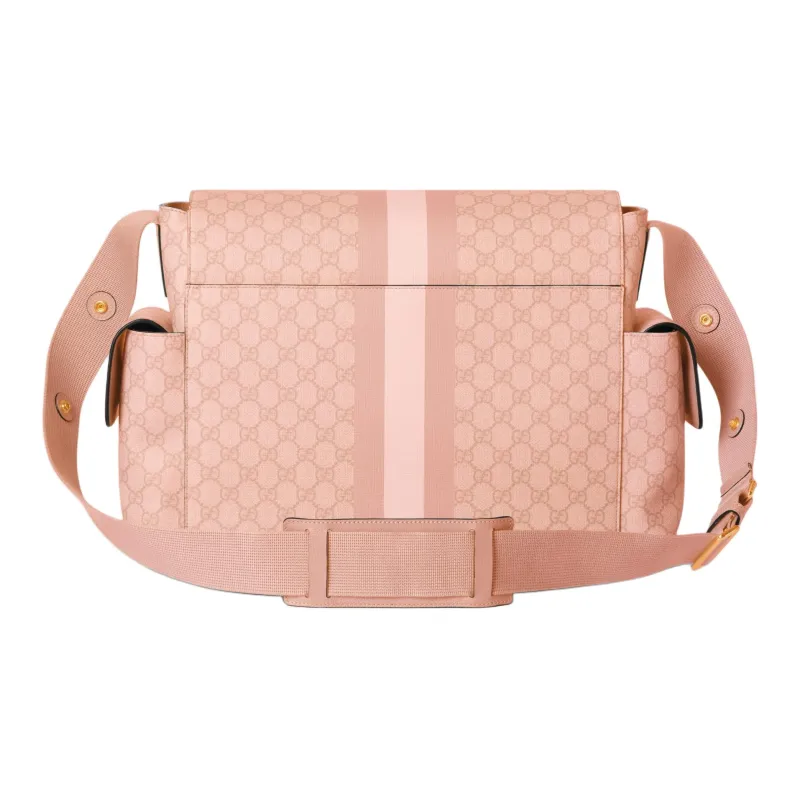 GUCCI Canvas With Leather Trim Shoulder Bag Crossbody Bag Medium Size Women's Pink Gray-3