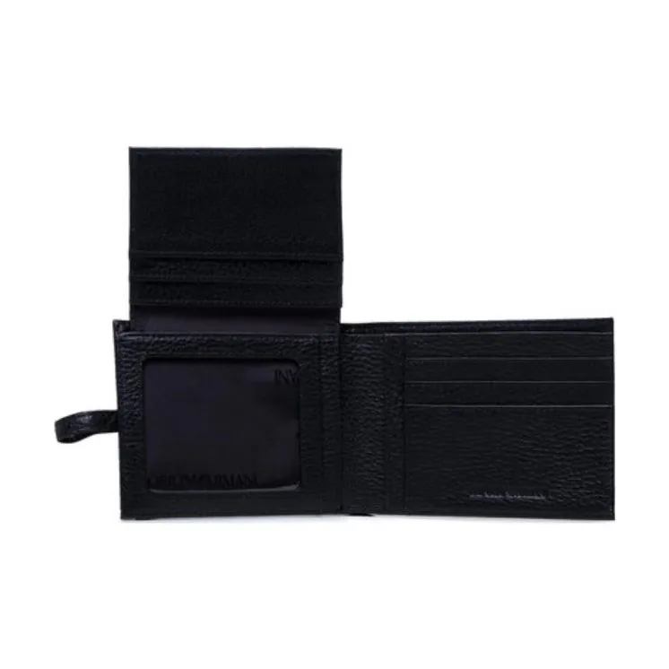 EMPORIO ARMANI Calfskin Card Holder, Wallet Men's Black-5