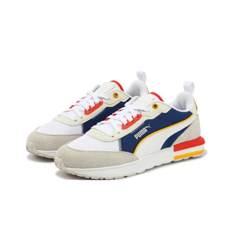PUMA R22 Anti Slip Wear Resistant Low Top Casual Shoes Unisex White Blue-2