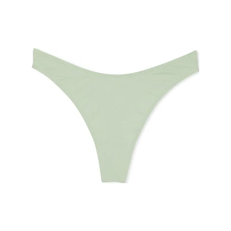 Victoria's Secret Stretch Cotton High-Leg Scoop Thong Panty / Soft Green Underpants Women's 1 Pack Green-0