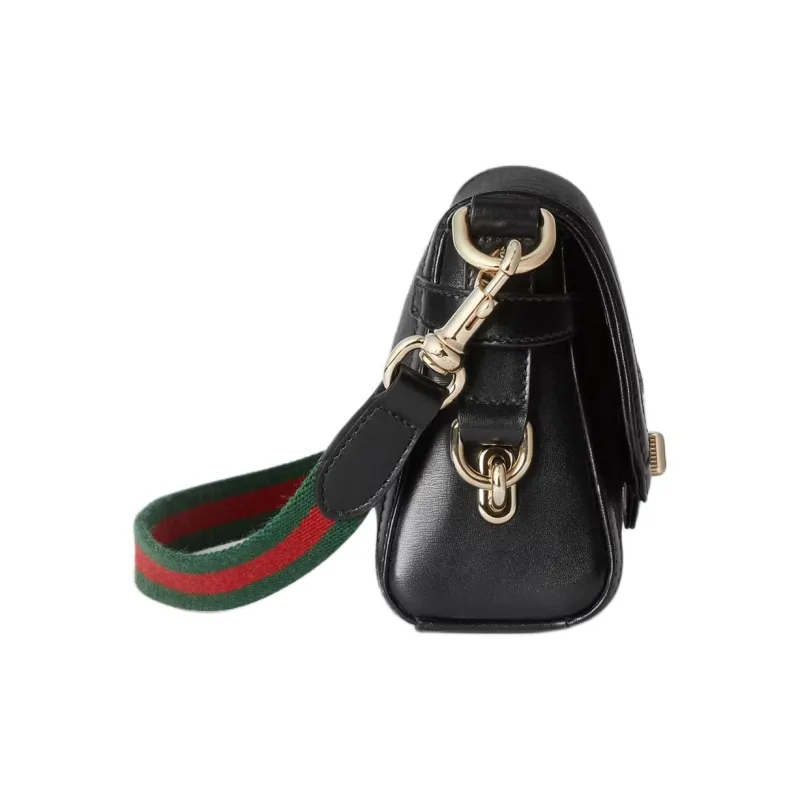 GUCCI Canvas With Leather Trim Crossbody Bag Shoulder Bag Women's Black-2