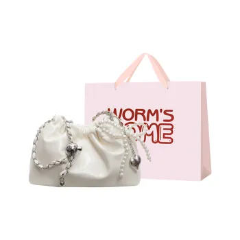 Worm's Home PU Shoulder Bag, Crossbody Bag Women's White/Silver/Black