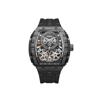 FAIRWHALE Automatic Mechanical Movement Silicone Strap Watch Men's Watches Black Dial
