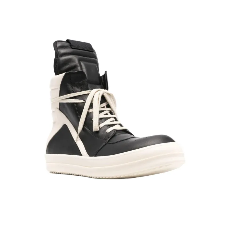 RICK OWENS/RO High Top Skateboard Shoes Men's Black White-2