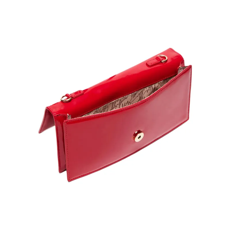 STEVE MADDEN Patent Leather One Shoulder Crossbody Clutches Women's Red-4