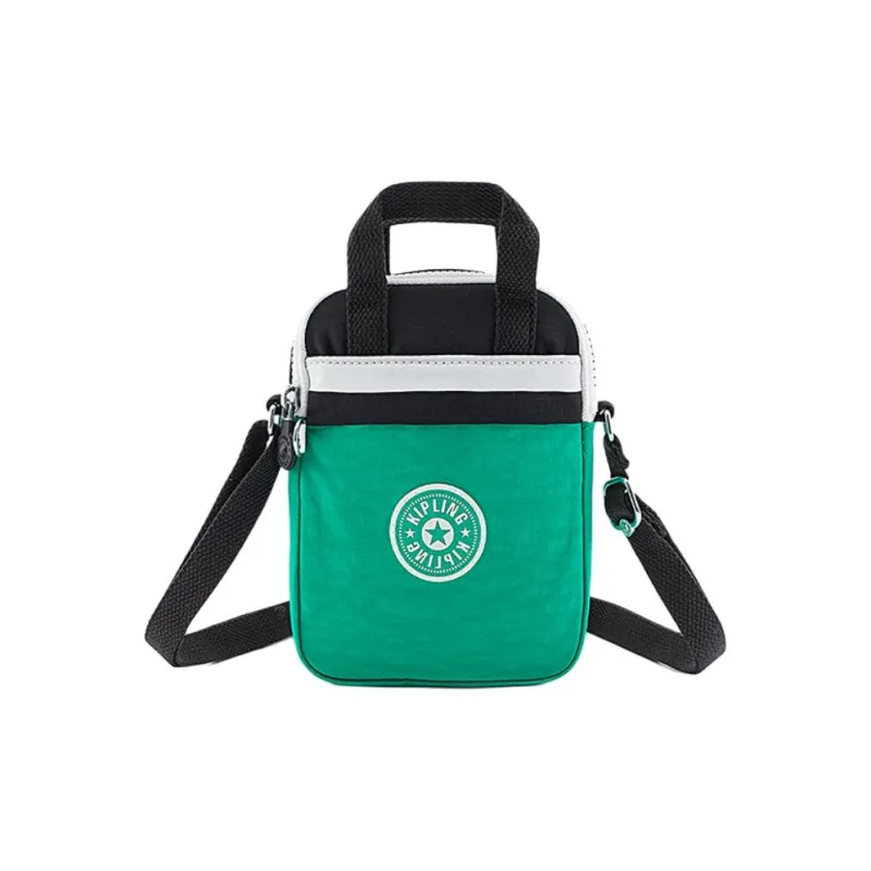 Kipling Polyamide Portable Crossbody Bag, Shoulder Bag Mini Unisex Yellow & Green/White Black Green Patchwork-5