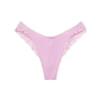 Victoria's Secret Stretch Cotton High-Leg Scoop Thong Panty / Violet Sugar Underpants Women's 1 Pack Pink