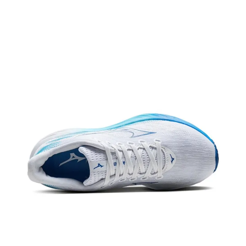Mizuno Wave Rider 28 Durable Breathable Low Top Running Shoes Unisex White Blue-1