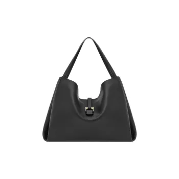 FERRAGAMO GANCINI Calfskin Tote Bag Shopping Bag Handbag Large Size Women's Black