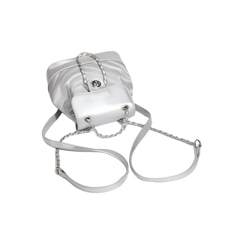 TTaG．baG PU Backpack Women's Silver-5