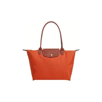 LONGCHAMP Le Pliage Polyamide Canvas With Leather Tote Shopping Bag One Shoulder Handbag Large Size Women's Orange