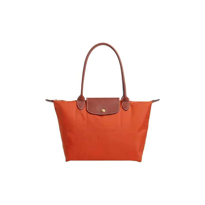LONGCHAMP Le Pliage Polyamide Canvas With Leather Tote Shopping Bag One Shoulder Handbag Large Size Women's Orange-0