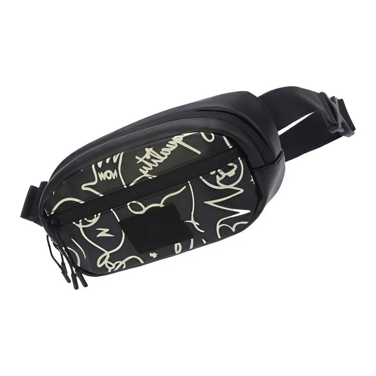LiNing Artist DFT Collaboration Leather Sports Bag Shoulder Bag Fanny Pack Regular Unisex Black-4
