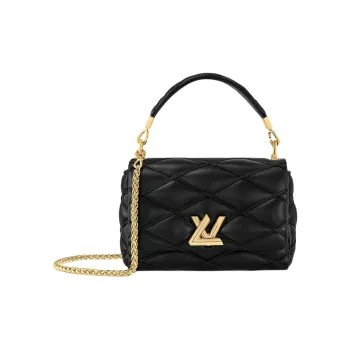 LOUIS VUITTON Lambskin Shoulder Bag Crossbody Bag Handbag Small Size Women's Black