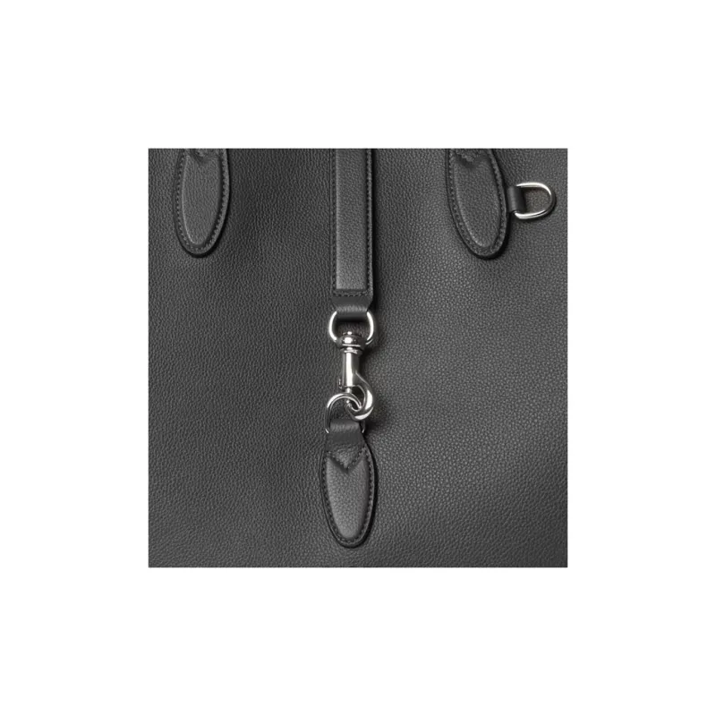 GUCCI Soft Grain Leather Tote Bag, Shopping Bag, Handbag Large Size Men's Gray-8