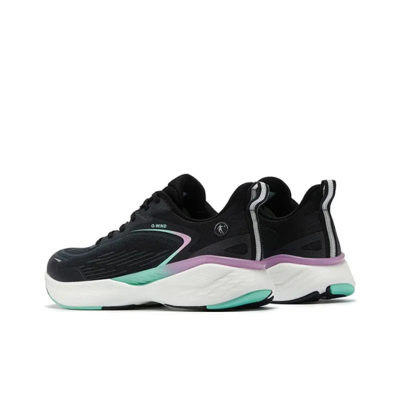 QIAODAN Anti-Slip Wear-Resistant Low-Top Casual Running Shoes Men's Black Green-3
