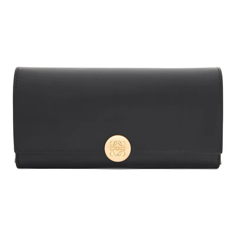 LOEWE Shiny Nappa Calfskin Wallet Unisex Black-0
