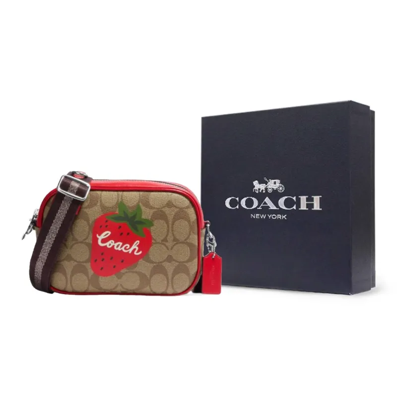 COACH PVC Camera Bags Shoulder Bags Mini Women's Red & Brown-5