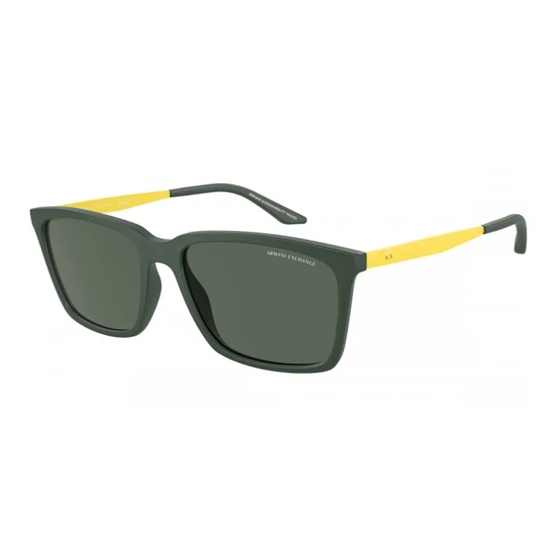 ARMANI EXCHANGEAE Injection Molding Metal Square Sunglasses Men's Matte Green/Matte Yellow-0