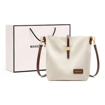 MAKEUP KITTEN Fabric+Synthetic Leather Shoulder Bag Crossbody Bag Regular Women's Ecru