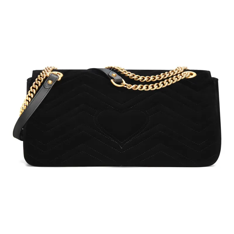GUCCI GG Marmont Leather Shoulder Bag Medium Size Women's Black-2