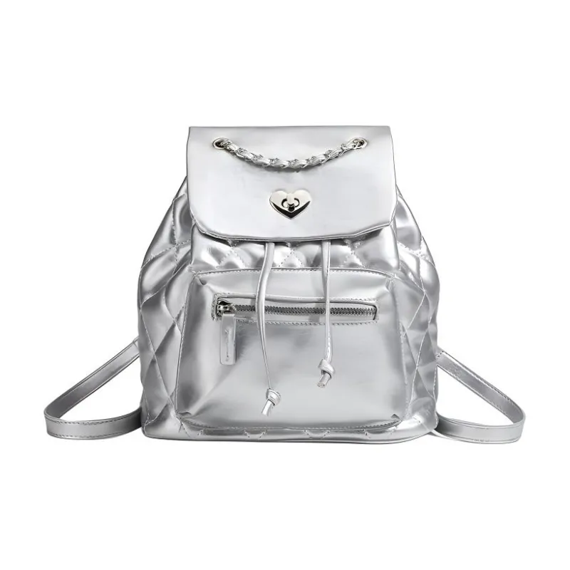 TTaG．baG PU Backpack Women's Silver/Black-0
