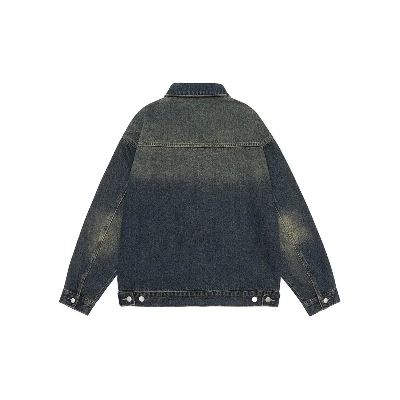 Kazakhstan Denim Jacket Unisex Gradient Sunset Yellow-1