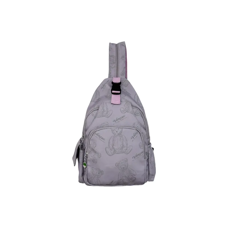 Cwatcun Nylon Backpack Unisex White/Green/Purple/Pink-11
