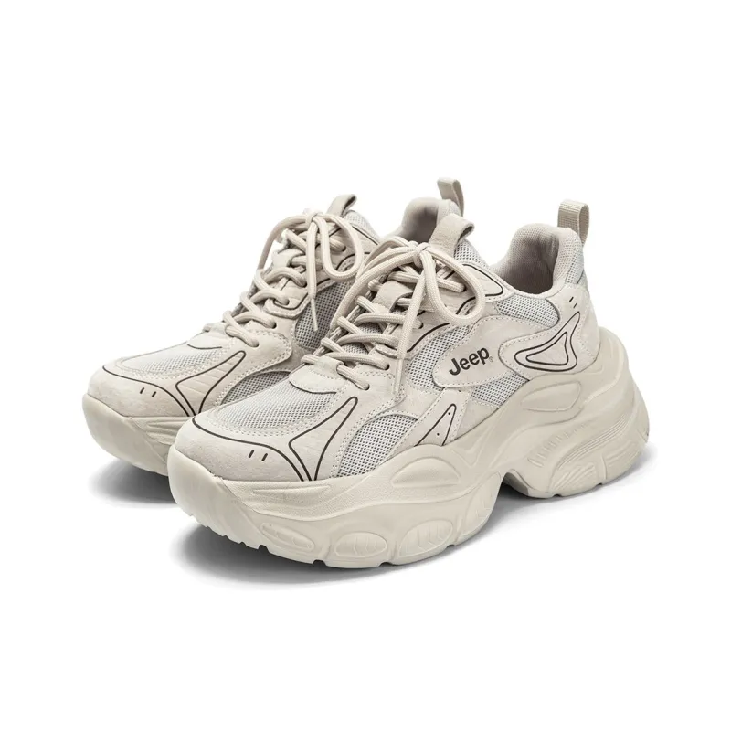 Jeep Breathable Height Increase Chunky Sneakers Women's Gray-1