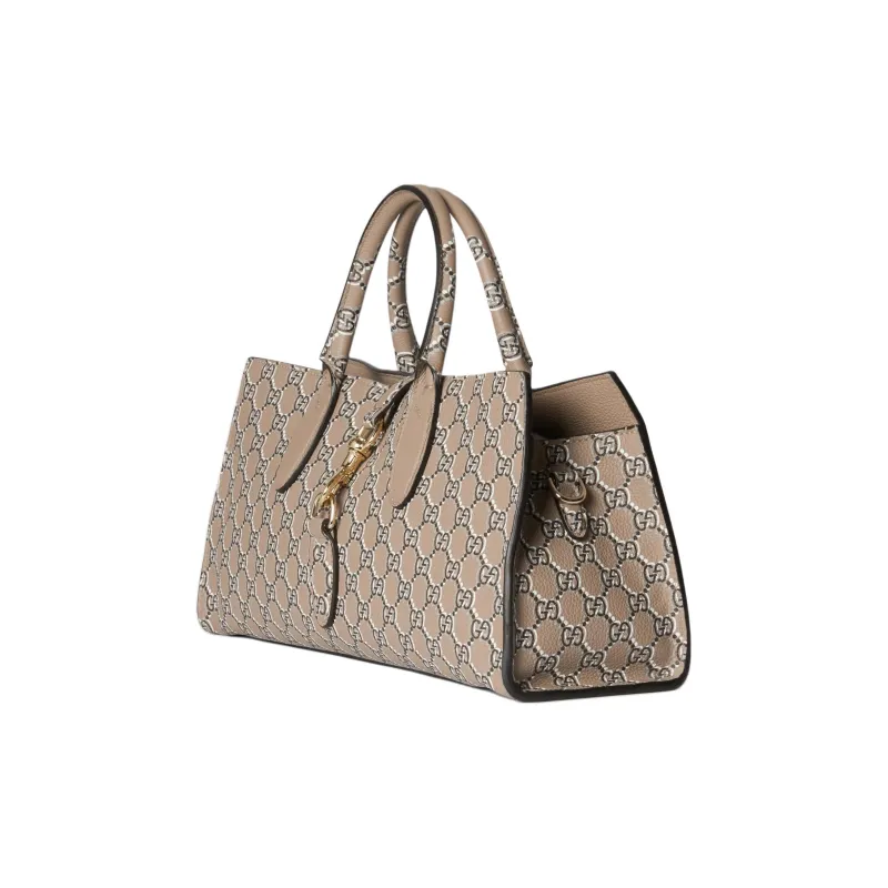 GUCCI Jackie 1961 Printed Leather Shoulder Bag, Crossbody Bag, Handbag Medium Size Women's Taupe-1