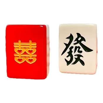 Imono Cartoon Red Celebration Hand Crafted Mahjong Tile Gift Box Board Games