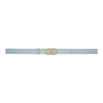 Valentino Solid Color Design Calfskin Leather Belts Women's Blue Width: 2CM