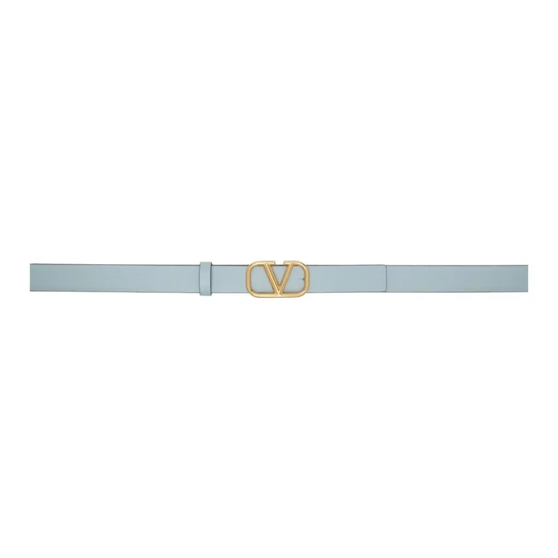 Valentino Solid Color Design Calfskin Leather Belts Women's Blue Width: 2CM-0