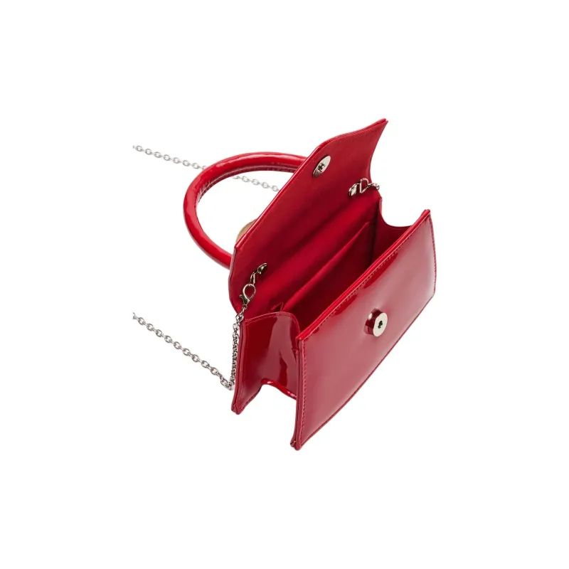 STEVE MADDEN Patent Leather Shoulder Bag Crossbody Bag Handbag Mini Women's Red-3