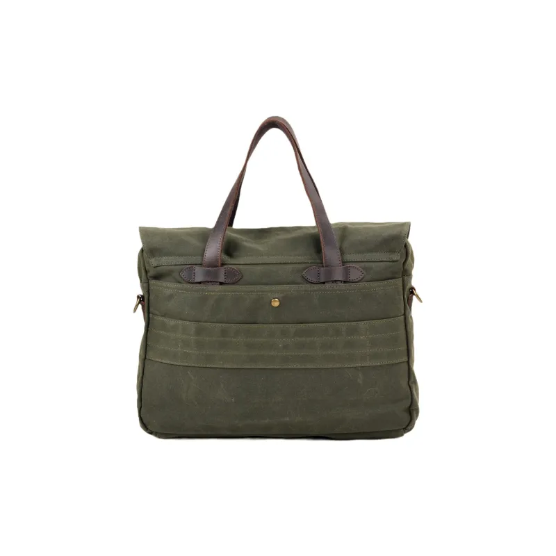 TTaG．baG Oil Wax Canvas With Thickened Top Grain Cow Leather Handbag Men's Black/Army Green-2