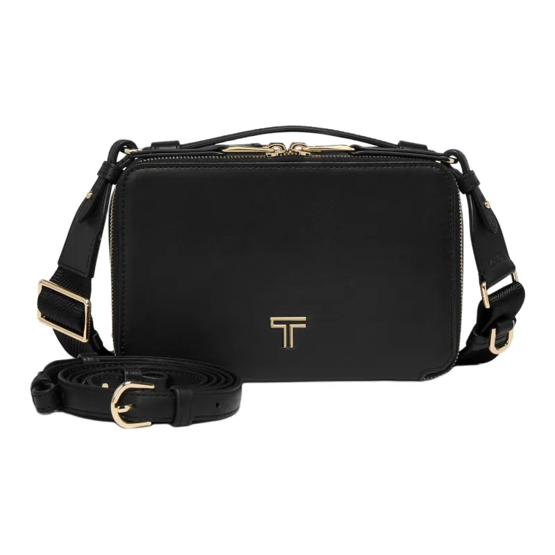 TUMI Voyageur Leather Handbag, Shoulder Bag, Crossbody Bag Women's Black & Light Gold-1