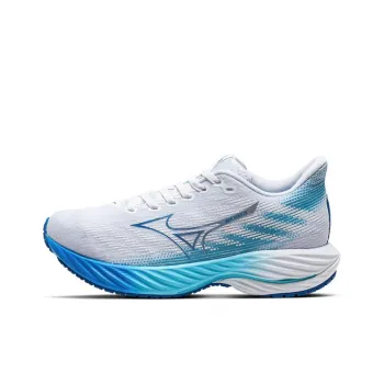 Mizuno Wave Rider 28 Durable Breathable Low Top Running Shoes Unisex White Blue