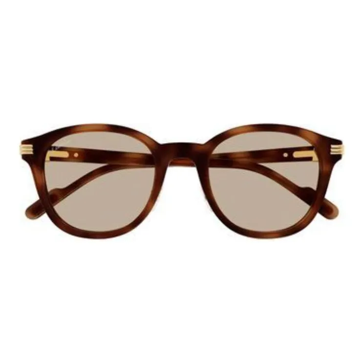 CARTIER Acetate Round Sunglasses Men's Tortoiseshell-1