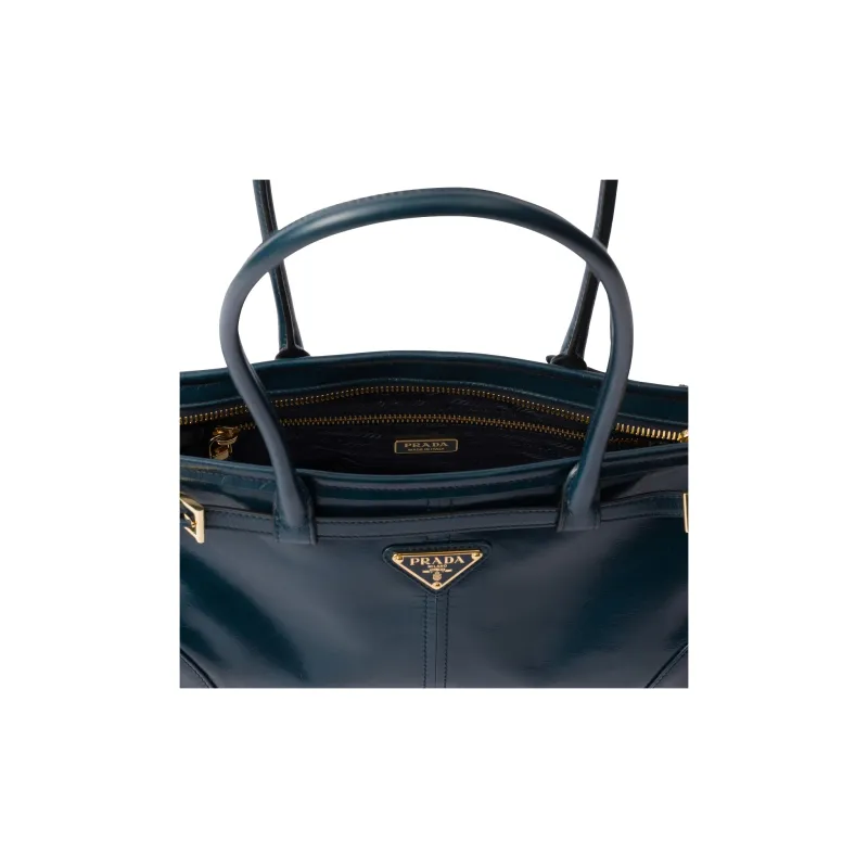 PRADA Leather One Shoulder Handbag Medium Size Women's Denim-5