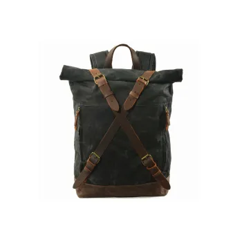 TTaG．baG Top Grain Cow Leather With Waterproof Oil Wax Canvas Backpack Men's Black/Coffee/Jasper