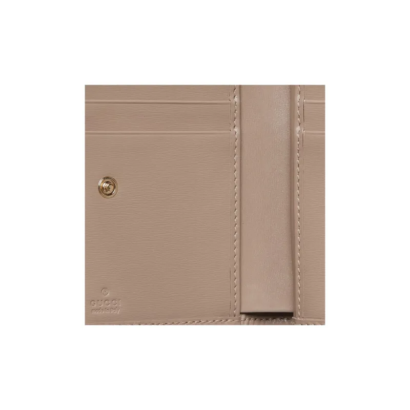 GUCCI Canvas With Leather Wallet Medium Size Women's Taupe-6