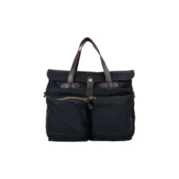TTaG．baG Oil Wax Canvas With Thickened Top Grain Cow Leather Shoulder Bag Men's Black/Army Green