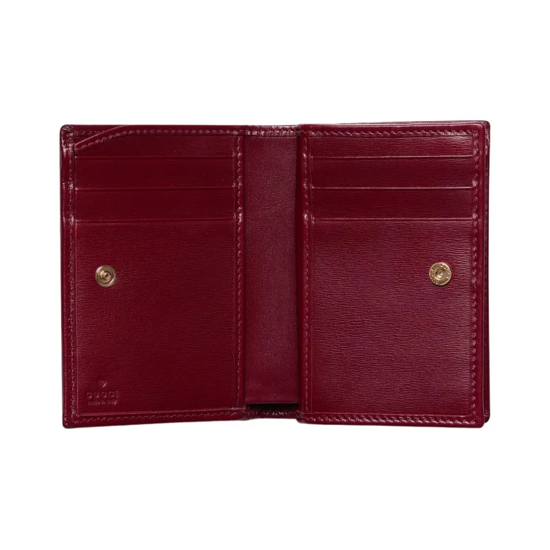 GUCCI Canvas With Leather Trim Wallet Medium Size Women's Red-5